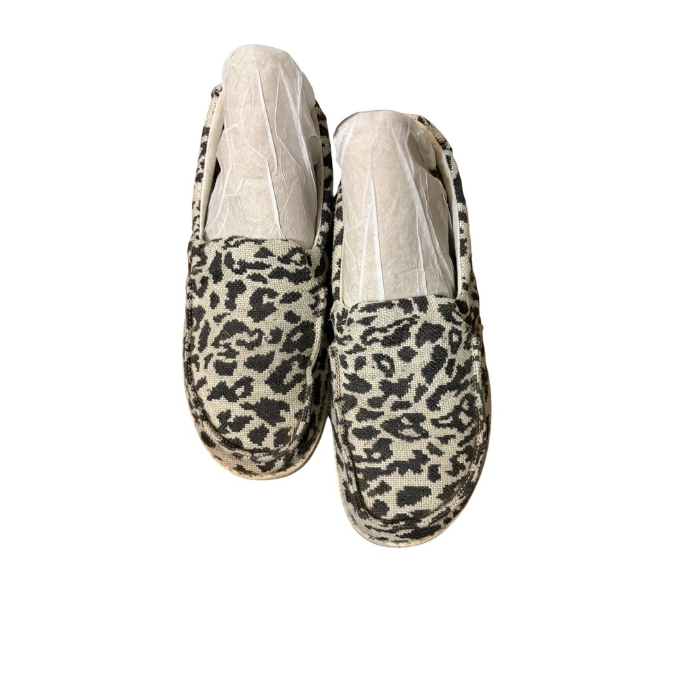 Hey Dude Misty Woven Cheetah Grey Animal Print Slip On Loafers Womens 6